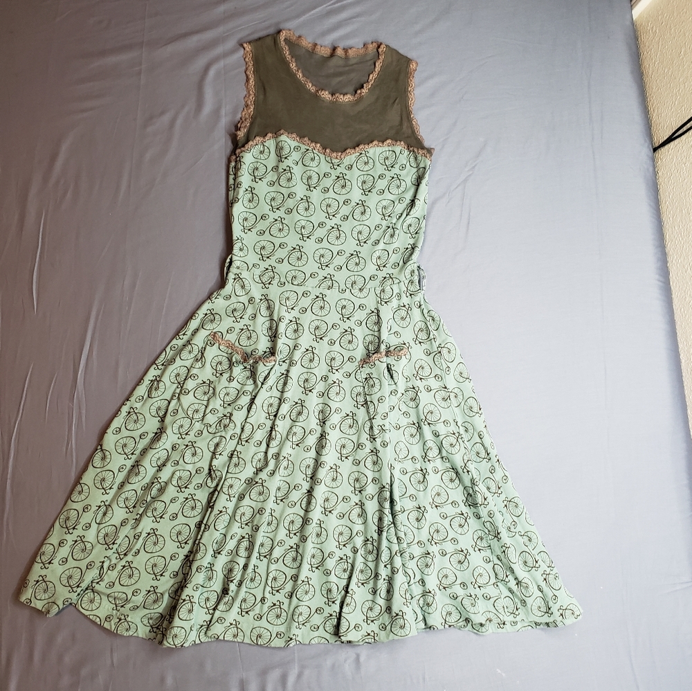 Effie's Heart Bicycle Dress Sheer Top Blue XS